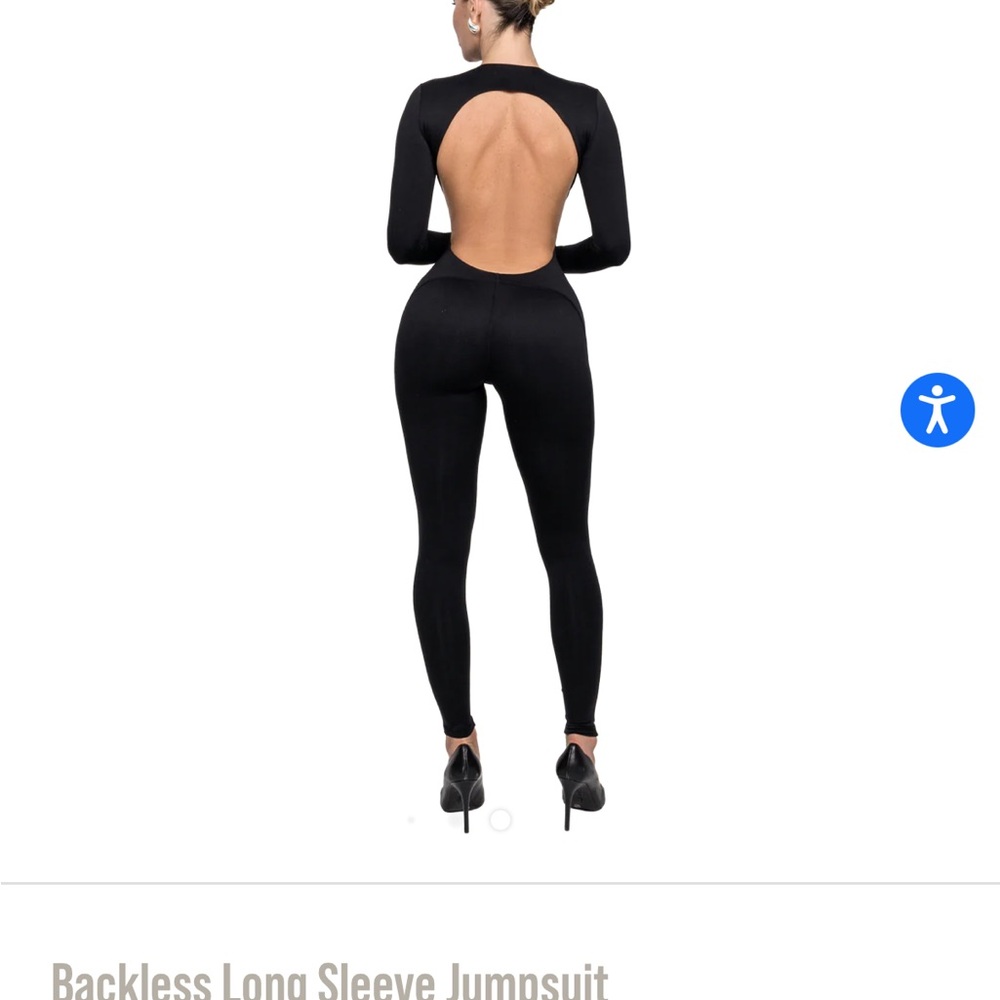 DAVIS ACTIVE Black Backless Long Sleeve Jumpsuit